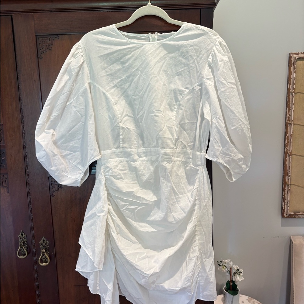 RHODE White Puff-Sleeve Mini Dress